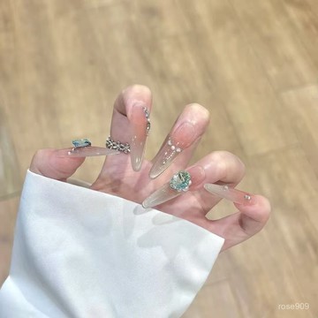 ➕最新設計款穿戴甲💅手工穿戴甲氣質貓眼清甜輕奢高級感爆閃碎鑽甲片溫柔辣妹顯白美甲長款穿戴甲 8VJO