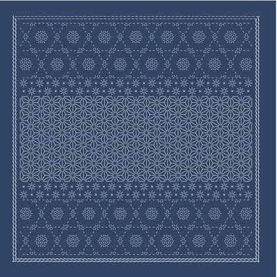 花ふきん 布パック Snow crystal スノークリスタル H-14110 （布地：Navy Blue） オリムパス 【KY】 La bouquetiere Olympus 刺し子 手芸