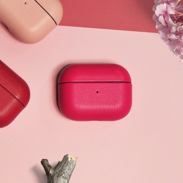 AirPods 4/3/Pro/Pro2 皮革 耳機套 Raspberry 山莓色 可客製化