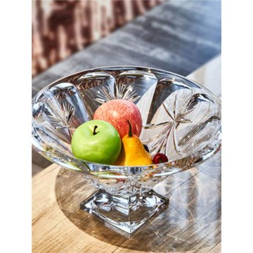 意大利DUENDE進口手工刻花水晶玻璃水果盤北歐式客廳家用圓形果斗