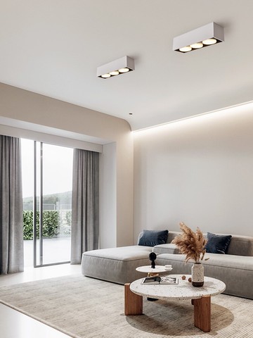 客廳無主燈天花明裝筒燈led雙頭商用斗膽燈走廊過道玄關吸頂射燈