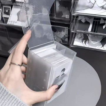 🥇隔日達出💎透明磨砂高顏值收納盒ins風日系簡約翻蓋式手賬3寸小卡封口儲物盒