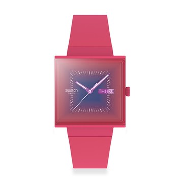 Swatch Gent 原創系列手錶 SQUARELY BERRY 方形錶 橘 (33mm) 女錶 手錶 瑞士錶 錶