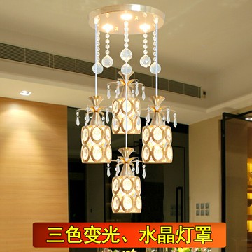 水晶餐廳吊燈現代簡約三頭輕奢家用客廳燈具創意個性餐桌燈飯廳燈