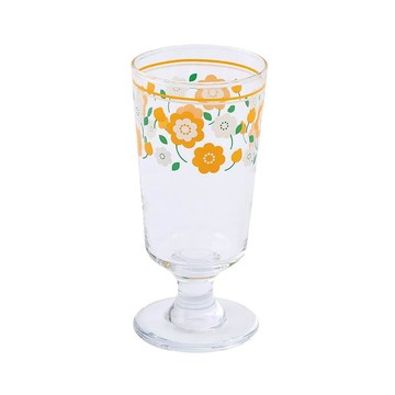 鍋具｜餐廚｜杯瓶｜烹飪   【日本 3 coins 】昭和黃花高腳杯 復古玻璃杯 玻璃杯 果汁杯