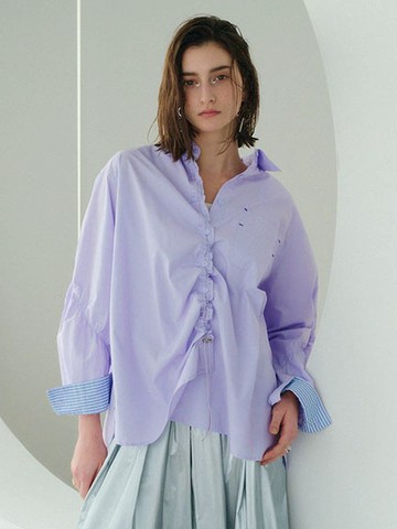 特色抽繩排釦翻領襯衫(07000291800) - YECCA VECCA