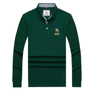 長袖品牌POLO衫商務綠色翻領t恤
