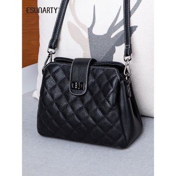 真皮斜挎包包女式2026新款時尚高級感小香風菱格女款單肩包女包