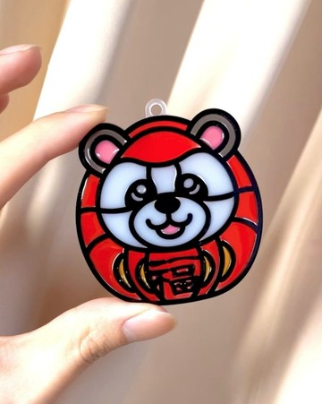 動物達摩(熊貓) 招財掛飾 多色開運 手工彩繪 開運匙扣