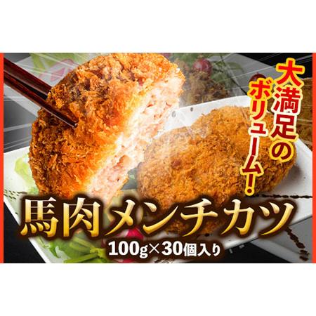 ふるさと納税 馬肉メンチカツ 100g×30個 計3kg 千興ファーム 馬肉 冷凍 《60日以内に順次出荷(土日祝除く)》ジューシー　揚げ物 肉 熊本県.. 熊本県御船町