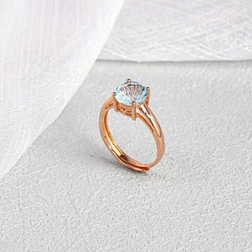 精切圓彩寶戒指 -玫瑰金 | 藍托帕石