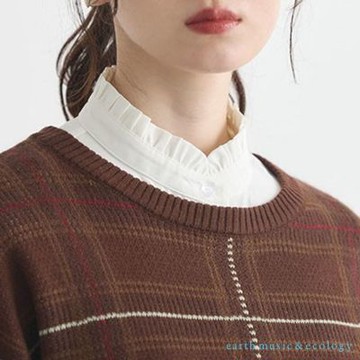 〚earth music〛荷葉摺邊排釦襯衫立領