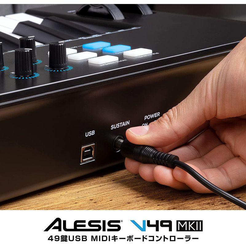 Alesis USB MIDIキーボードコントローラー 49鍵ベロシティ対応FULL LEVELモード対応の8 つのドラムパッド、アルペジエ