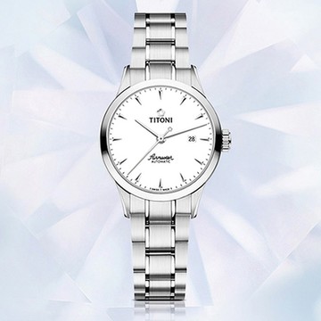 TITONI 梅花錶 空中霸王系列 簡約機械女錶 1212購物節 送禮推薦-銀/29mm 23733 S-583