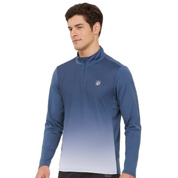 【Jack Wolfskin 飛狼】滿額折300★男 漸層半高領長袖涼感排汗衣 T恤『青藍』(169013)