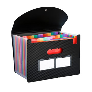 MURA 25格手風琴式便攜帶蓋文件夾  黑色  1個