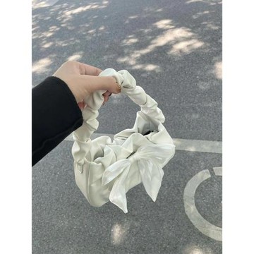 *貳十五原創*蝴蝶結手提包甜美風仙女褶皺云朵斜挎包高級感單肩包