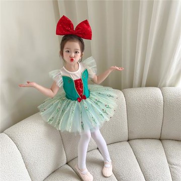 2022新款圣誕節女童芭蕾裙女寶寶cosplay服裝連體演出服公主裙