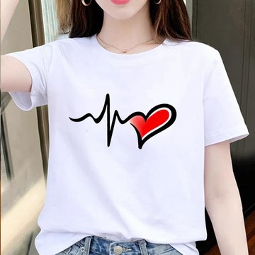 胖胖美依 上衣 T恤 短袖上衣 L-5XL百搭甜美小衆印花可愛ins時尚韓版夏洋氣休閒打底衫短袖圓領T恤-6391.