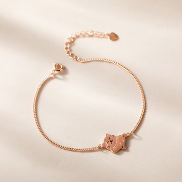 [925純銀]幸運招財貓貓手鍊【SL1057】-玫瑰金/銀