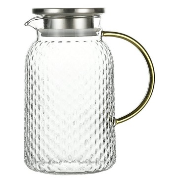 優樂悅~大容量錘紋玻璃米粒壺高顏值玻璃涼水壺耐高溫家用玻璃冷水壺套裝手沖壺 茶壺