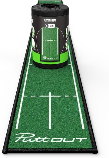 PuttOUT Slim Putting Mat 240×25cm 高爾夫室內推桿練習墊 綠色窄版