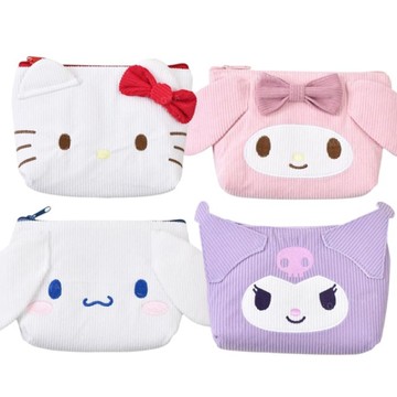 小禮堂 Sanrio 三麗鷗 燈芯絨造型化妝包 (大臉款) Kitty 美樂蒂 大耳狗 酷洛米
