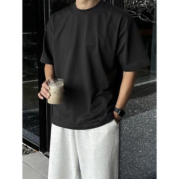 MRCYC簡約休閑純色短袖男夏季寬松圓領半袖上衣韓系通勤風純棉T恤