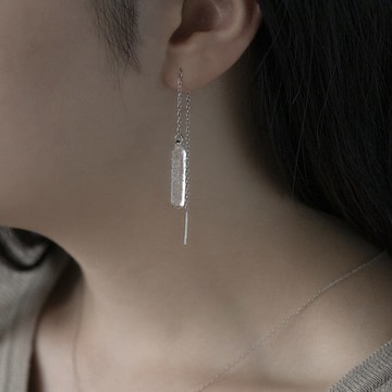 Hario手工玻璃耳環 - 條狀雪花 (HAA-SB-002P)