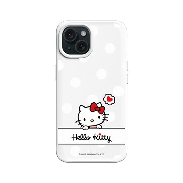 iPhone 15 SolidX 白 - 三麗鷗-Hello Kitty - 普普風圓點