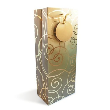 金色圈圈線條 提袋酒袋(附簡易包裝襯紙)【Hallmark-禮物袋/紙袋