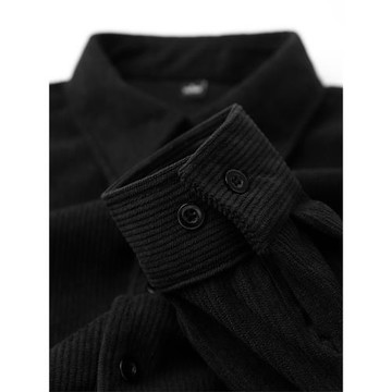經典不過時！黑色280g重磅燈芯絨襯衫外套女純色翻領休閑長袖上衣