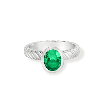 Oval Green Garnet Twist Twinkle Ring