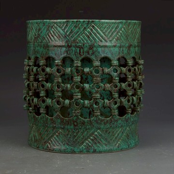 大清乾隆爐鈞釉鏤空筆筒古董古玩收藏真品復古瓷器老物件瓷器擺件