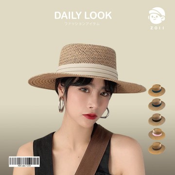 ZOII 佐壹|高品質手工編織平簷綁帶草帽  草帽 草編帽 渡假草帽 海灘帽 防曬帽 遮陽帽#107026