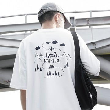 【AMERO】男裝 女裝 短袖圓領Ｔ恤 手繪風格印花 落肩 情侶裝