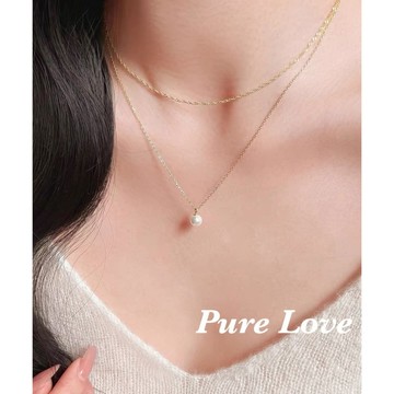 Pure Love樂芙 / 正韓 銀飾【S925純銀】N01126簡約通體純銀單顆珍珠鎖骨鏈 短項鏈 / 金