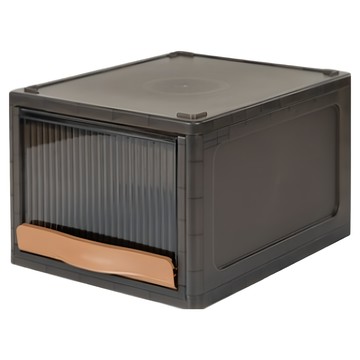 FAmILyLIFE 生活 抽屜式可掀蓋疊加耐重收納箱  霧黑色  31cm  1個