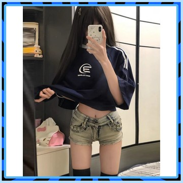 🥇台灣出貨 滿額免運🥇 【5.2萬人好評】美式複古辣妹牛仔短褲女夏季新款低腰顯瘦高街設計感包臀超短熱褲 💎品質保證💎14