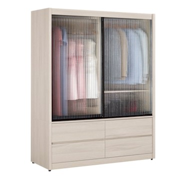 文創集 亨利格5.1尺鋁框玻璃推門四抽衣櫃-152x61x196cm免組