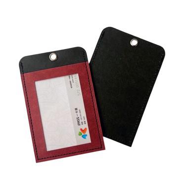 LOGINHEART｜氣勢紅 單卡層證件套 附抗敏矽膠頸繩 紙革 質感抗磨損 環保時尚 台灣職人手作