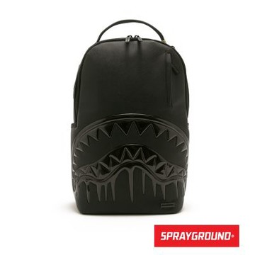 SPRAYGROUND-街頭塗鴉鋸齒鯊大容量後背包-黑色