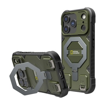 National Geographic Explorer 磁吸支架防摔保護殼(附掛繩) MagSafe 磁吸手機殼 適用 iPhone 18 Pro Max - 綠色