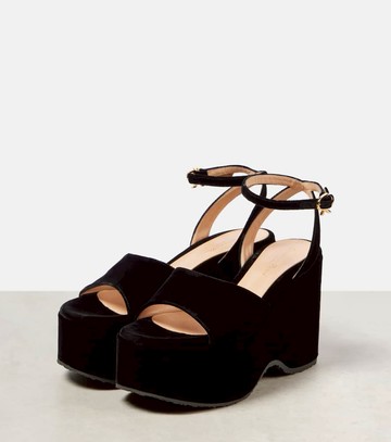 Gianvito Rossi Velvet wedge sandals