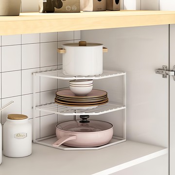 Young Green 現代風三層轉角水槽置物架  1組  白色  27 x 27 x 26 cm