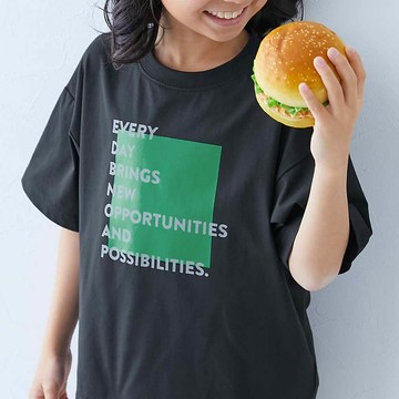 日本 devirock - 抗UV 不易皺速乾印花短袖上衣-方形logo-黑