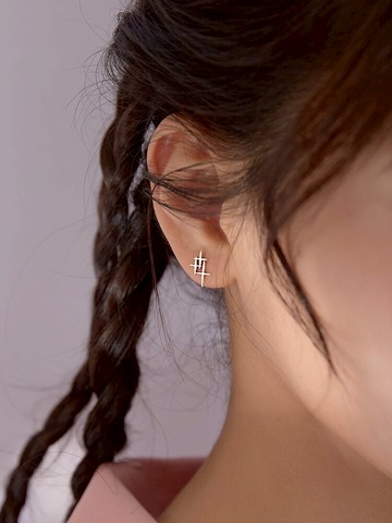 小麋人925十字星星純銀耳釘耳環年新款潮睡覺不用摘耳飾小巧