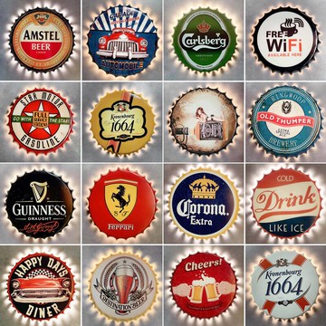 復古工業風壁燈創意瓶蓋燈loft咖啡廳ktv走廊背景墻酒吧裝飾燈具