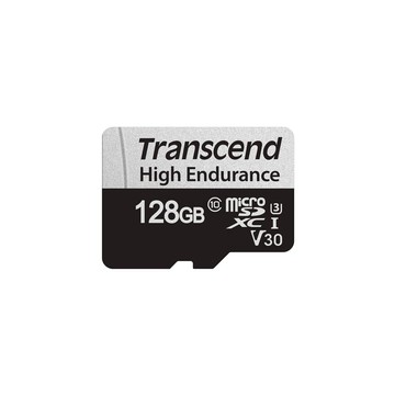 Transcend USD350V 128GB High Endurance microSDXC UHS-I U3高耐用記憶卡,附轉卡 (TS128GUSD350V)行車監控專用