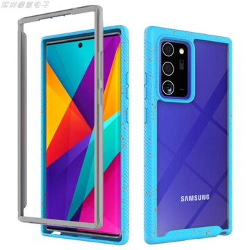 適用三星note20Ultra屏幕保護雙面防摔手機殼透明背板彩色軟邊框